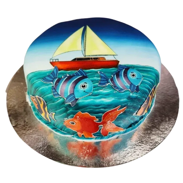 bildtårta hav med sticker - Mintårta