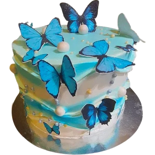 Blå fjärilsdal tårta - Mintårta