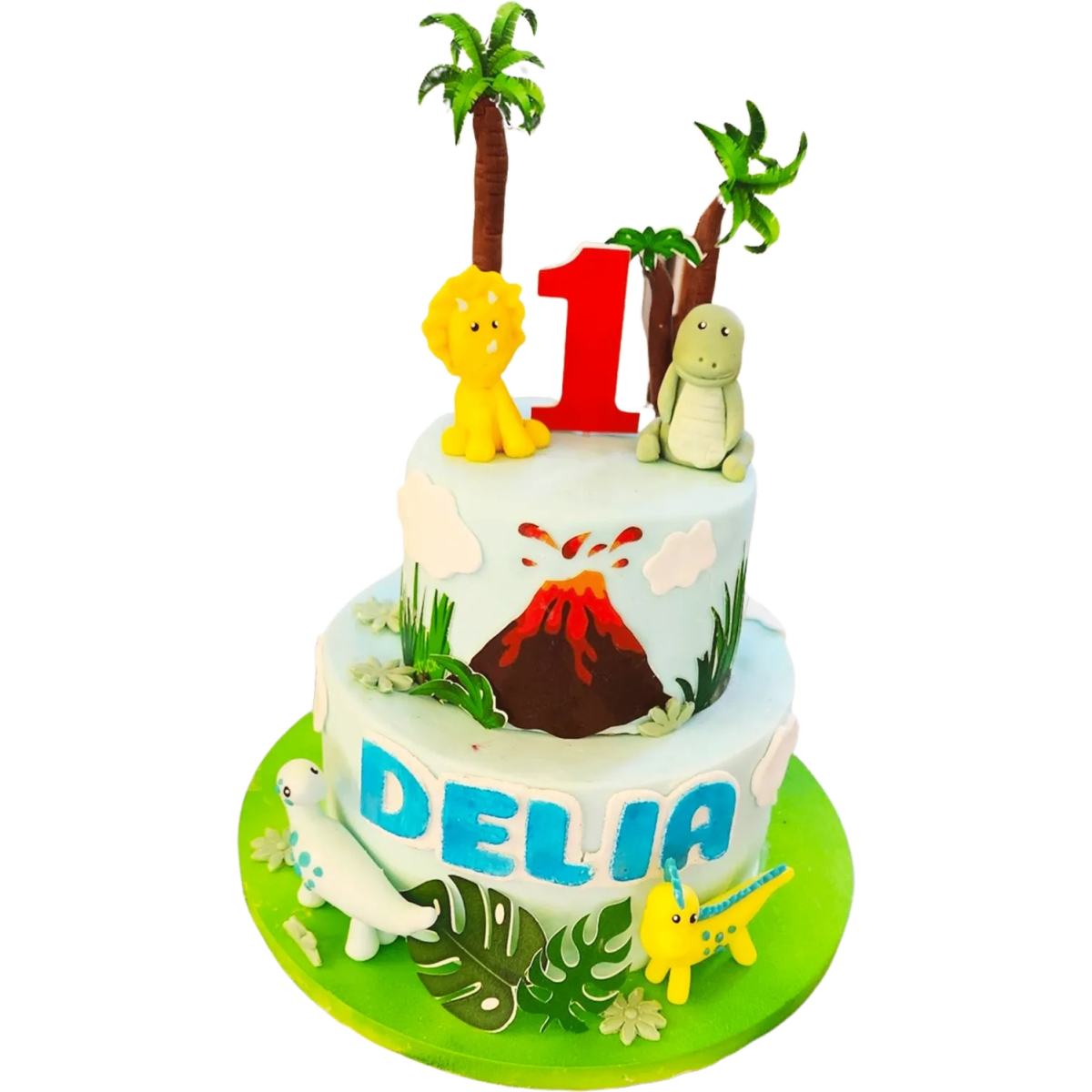 Djungel Dinosaurie tårta - Mintårta