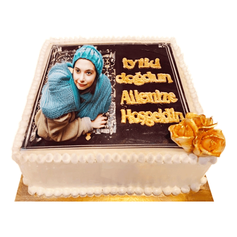 Fyrkantig bildtårta gold - Mintårta