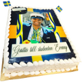 Fyrtkantig bildtårta med student motiv 2 - Mintårta