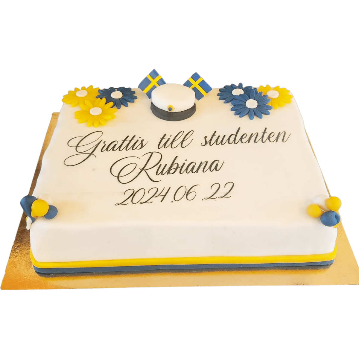 Fyrtkantig studenttårta motiv 3 - Mintårta