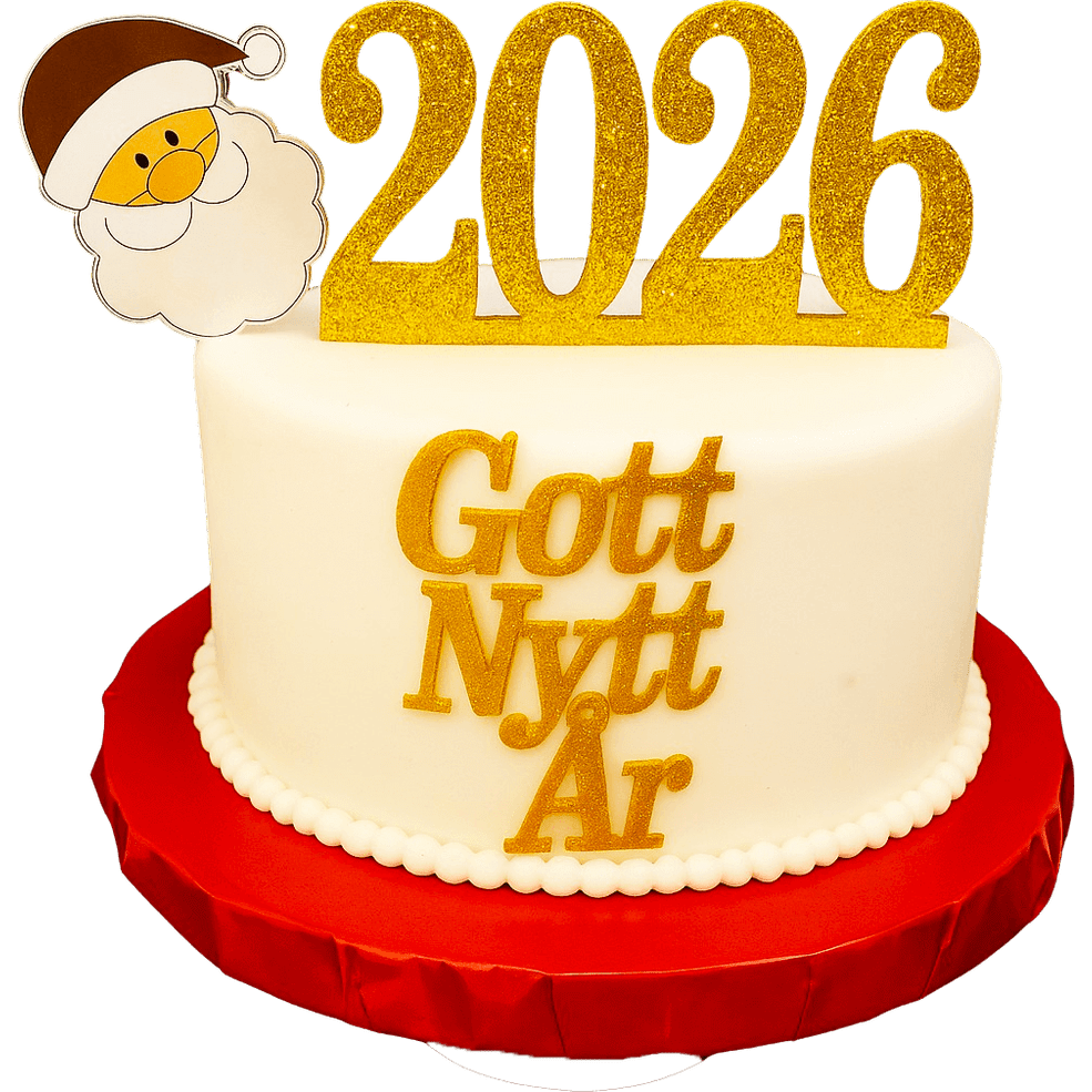 Nyårstårta 2026 – Guldglitter - Mintårta