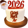 Nyårstårta 2026 – Röd Glitter Stil - Mintårta