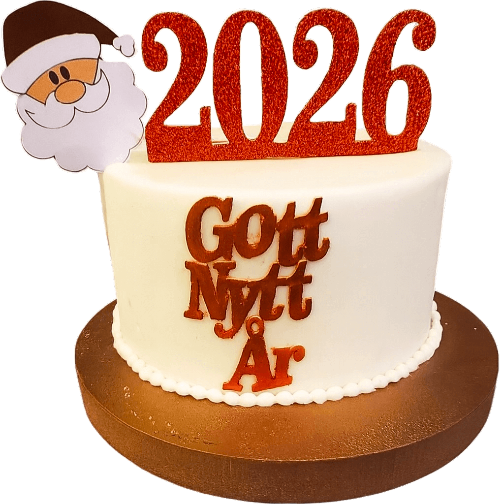 Nyårstårta 2026 – Röd Glitter Stil - Mintårta