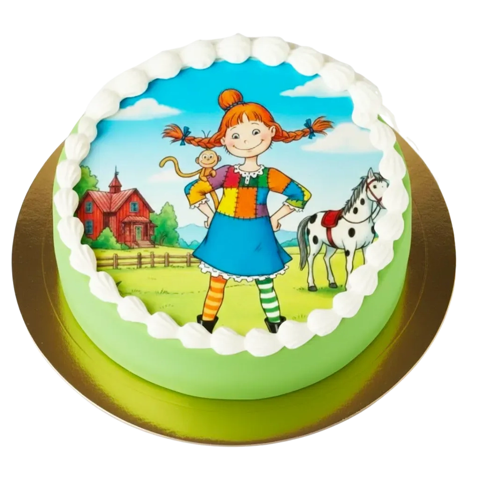 Pippi Långstrump Födelsedagstårta heltäckande - Mintårta