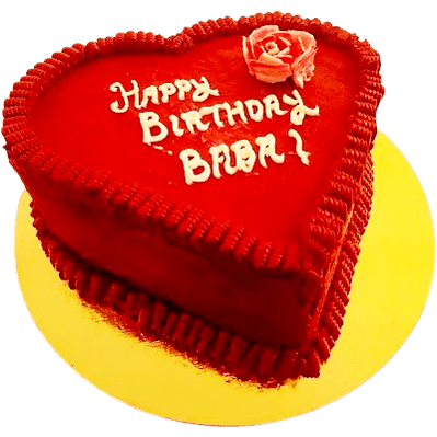 Röd cream hjärformat tårta - Mintårta