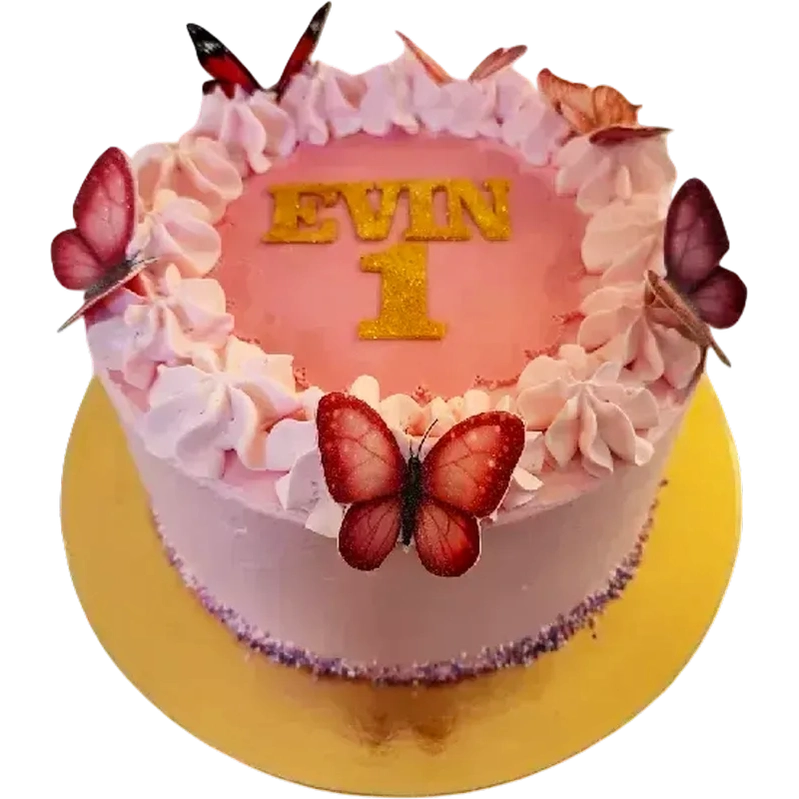 Rosa fjärils tårta - Mintårta