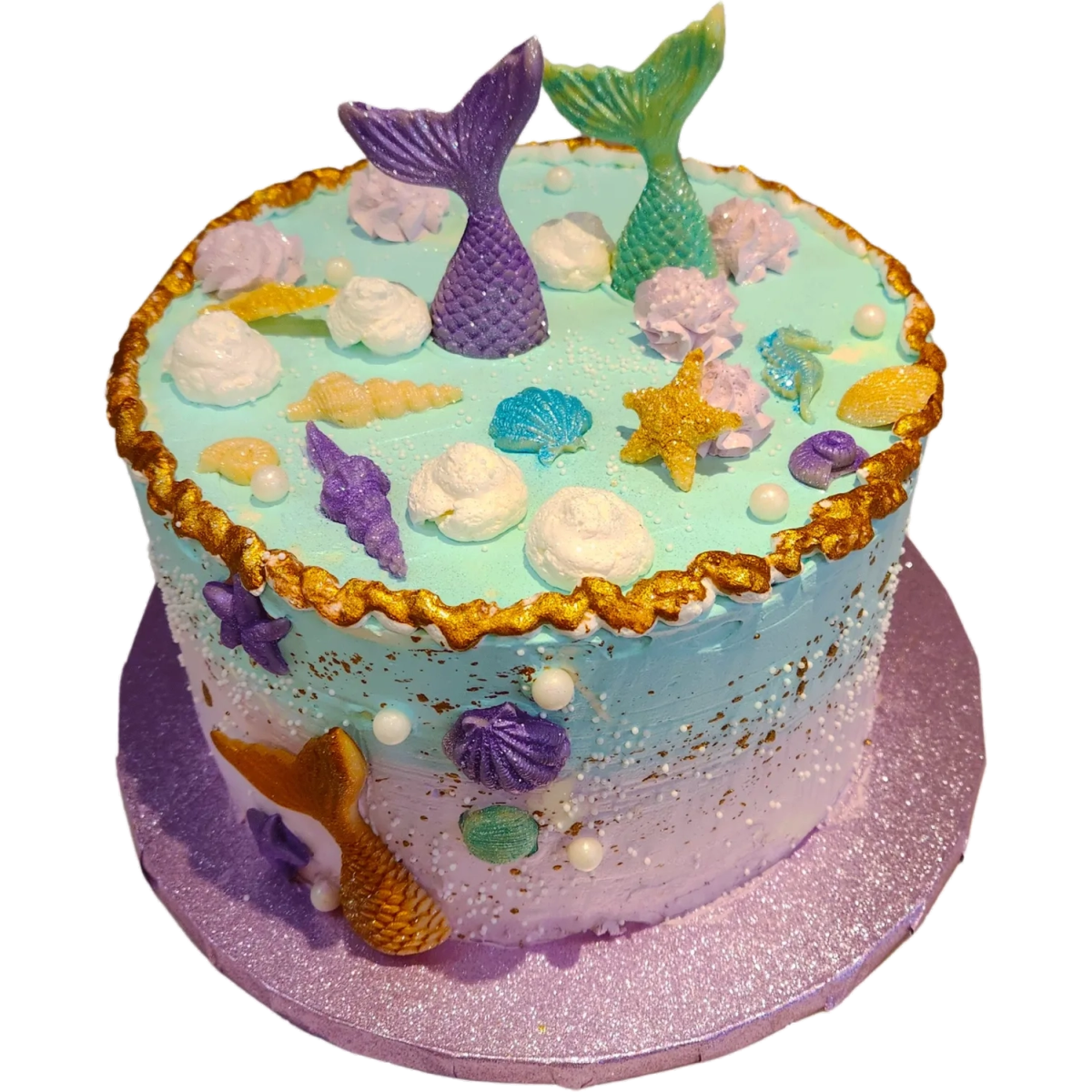 sjöjungfru tårta violett/guld - Mintårta
